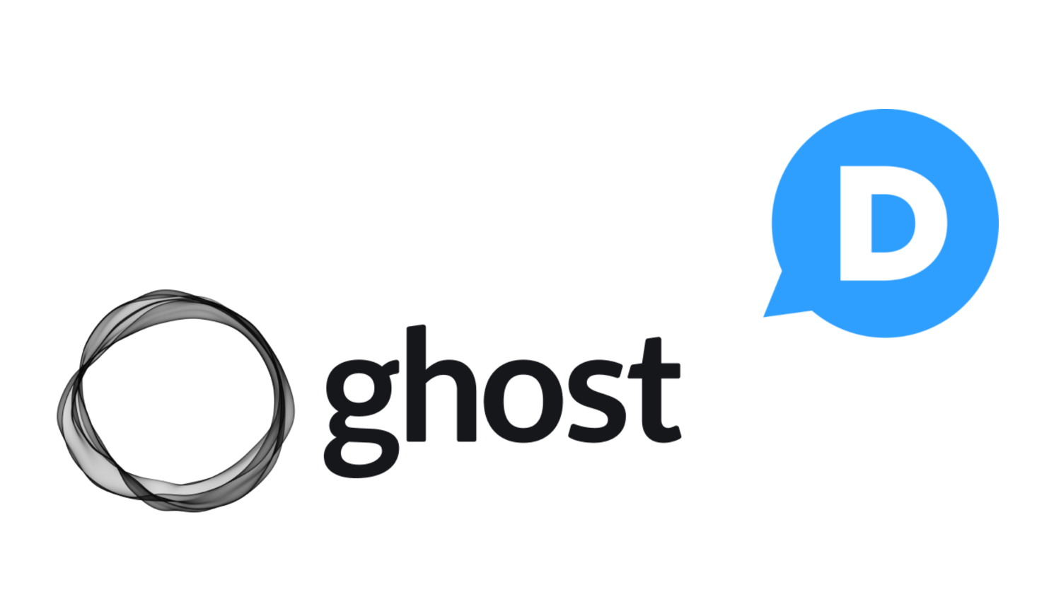 Ghost logo and text with Disqus logo by MCW